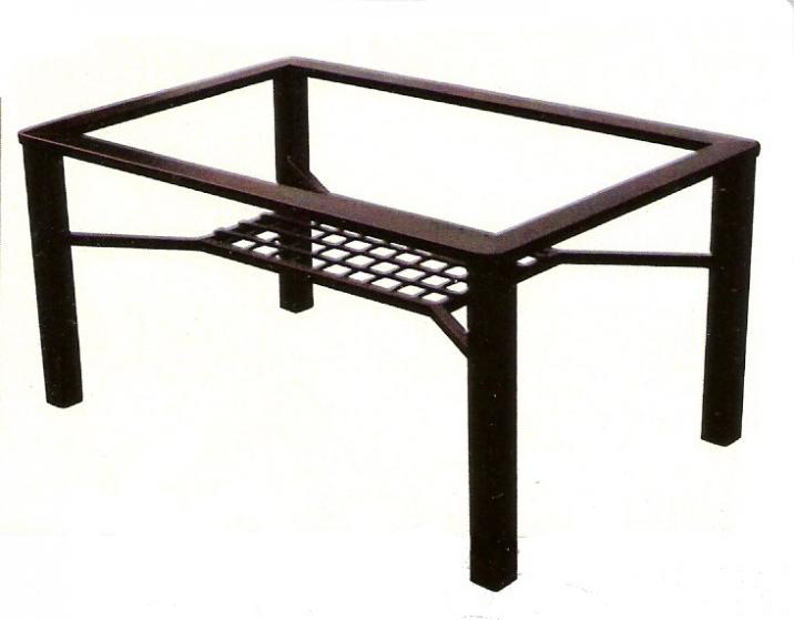 Foto Mesa de forja Córdoba de pata cuadrada ancha y rejilla