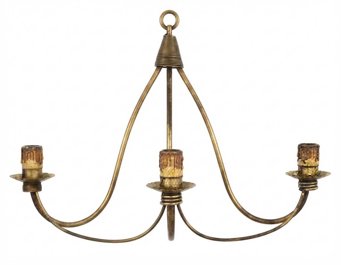 Aplique de forja de tres luces en oro viejo (A-910 3L)