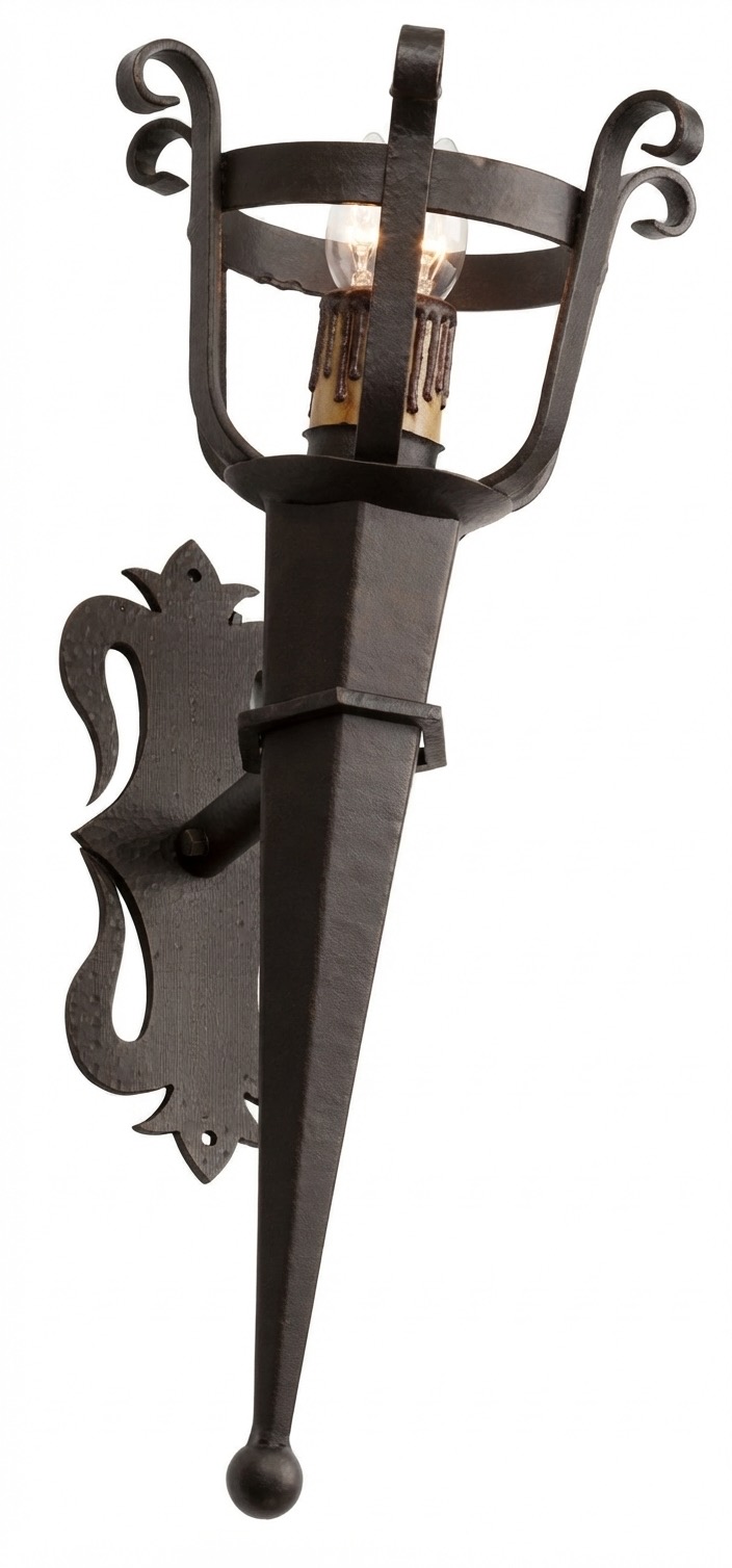 Aplique antorcha de forja de estilo castellano (A-625)