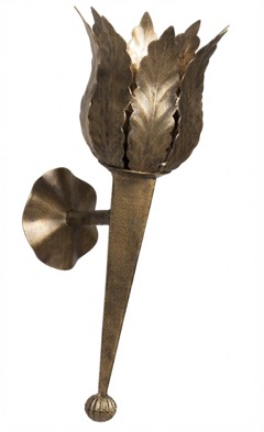Aplique antorcha de forja con flor en oro viejo (A-620)