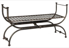 A- 640 40 N Banqueta de forja con rejilla y patas curvas