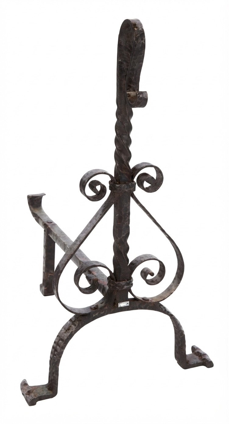 Morillo de forja ornamental con corazón de volutas (V012)