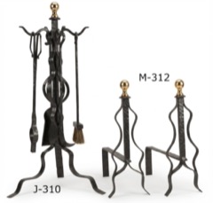 J- 310,M- 312 Juego de chimenea de forja con ondas de forja