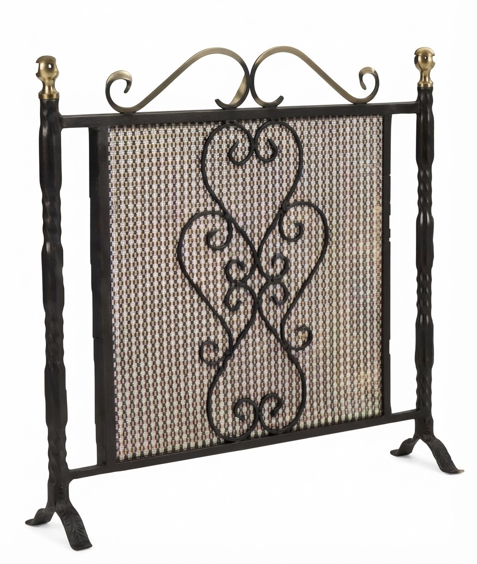 Quitachispas de forja con corazón y bolas doradas (P-313)
