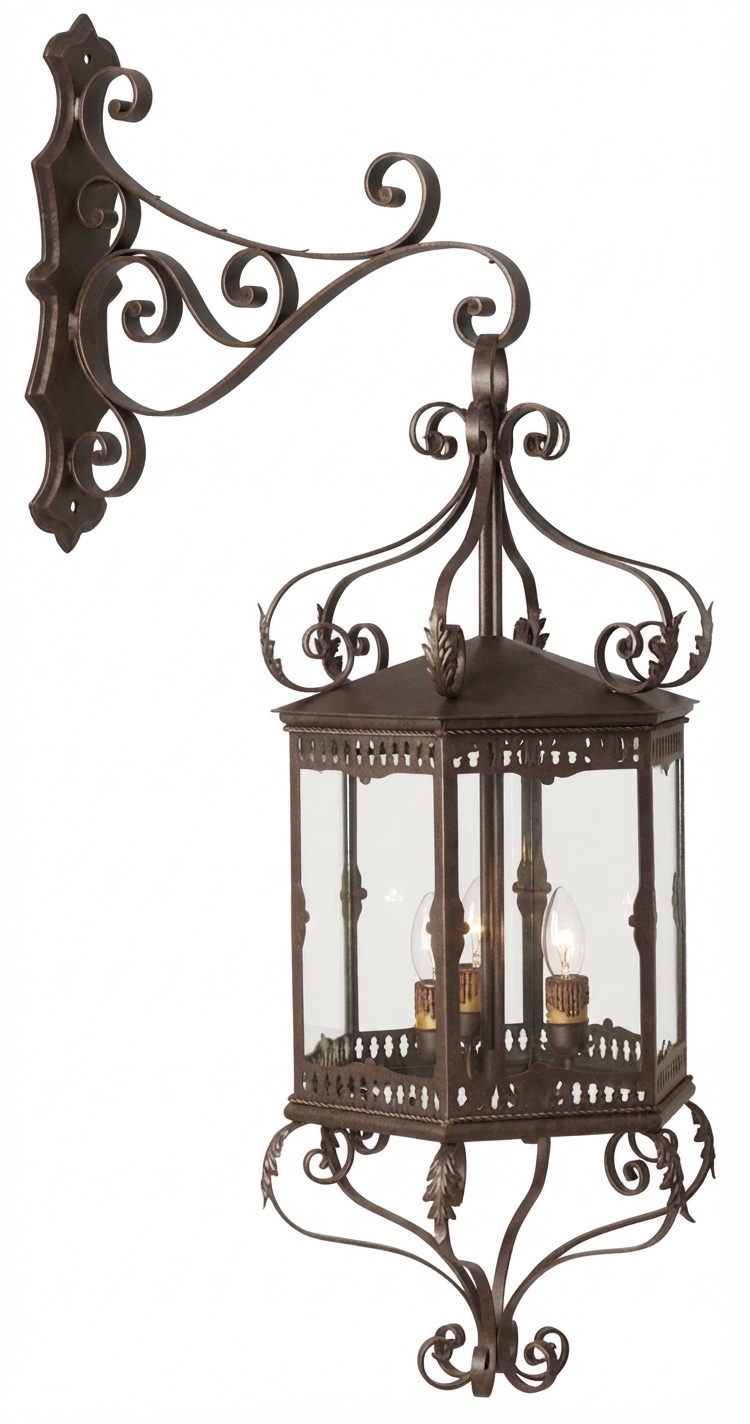 Farol colgante de forja con repisa calada (F-288 PA)