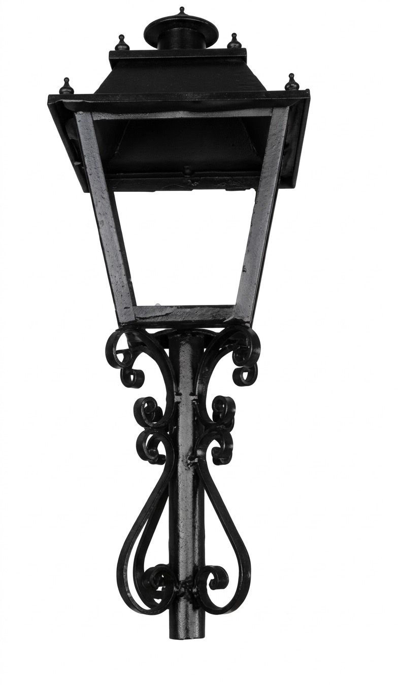Farol de forja para poste en negro mate (V002)