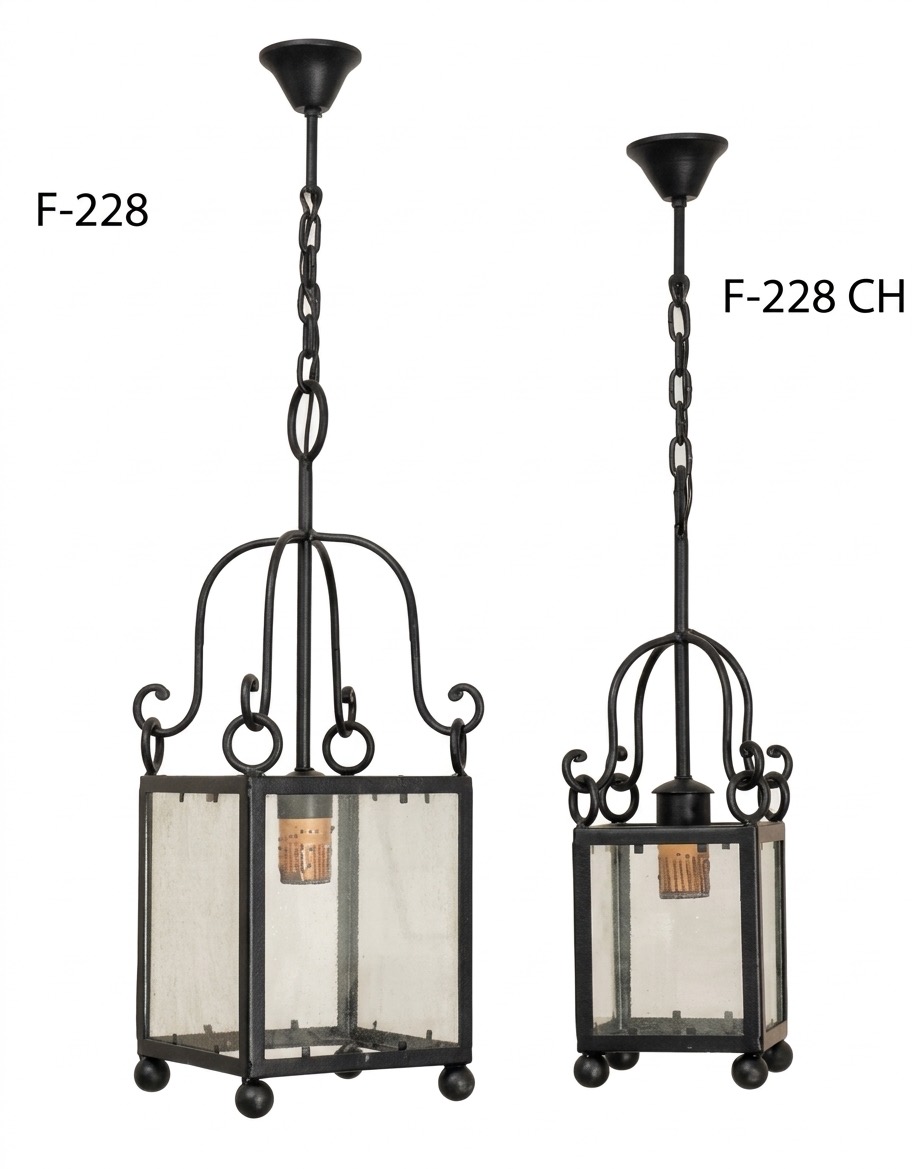 Farol colgante de forja con coronación de campana (F-228)