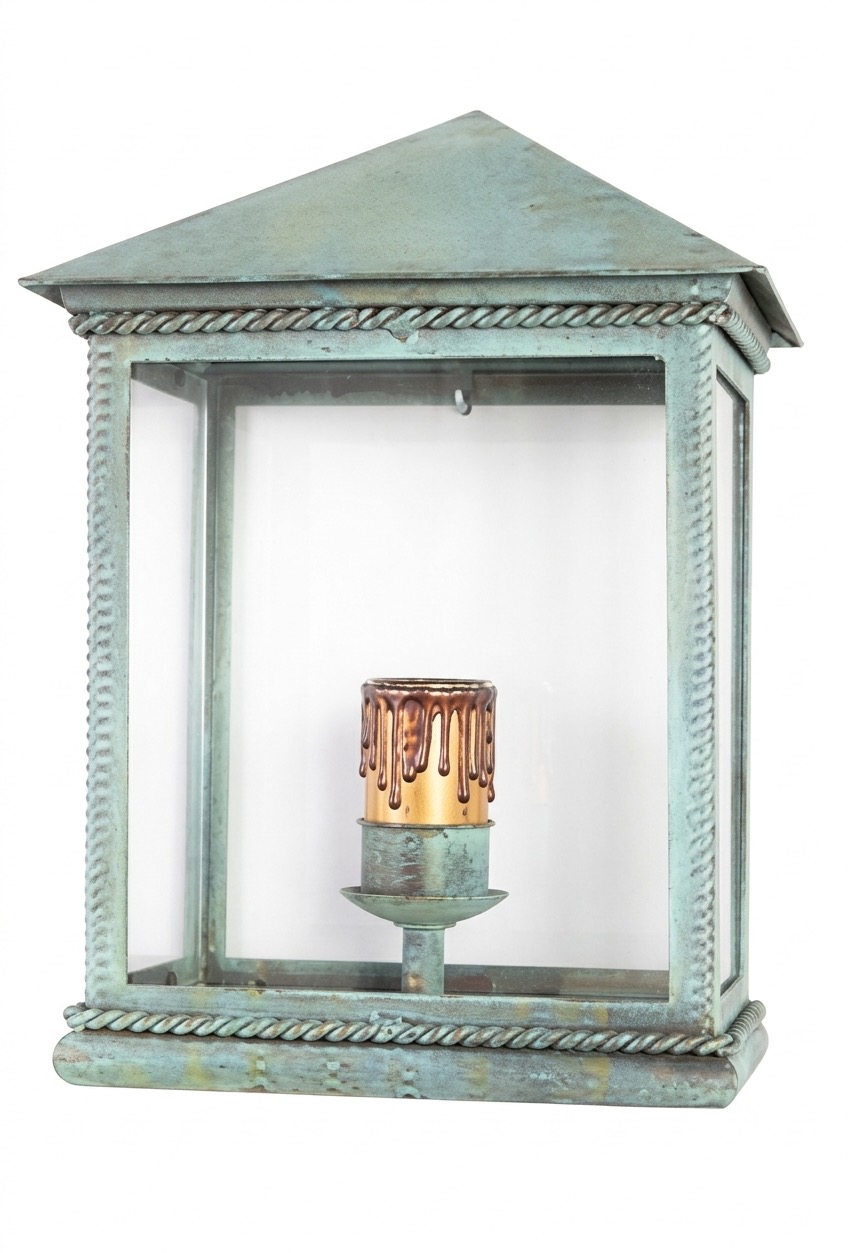 Farol de pared de forja en pátina verde (F-281 MT)