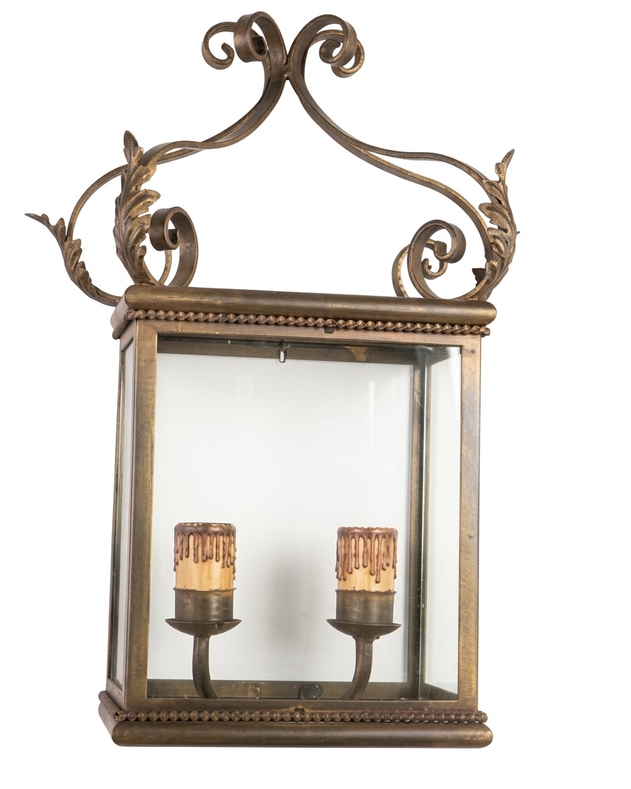 Farol de pared de forja de dos velas con acanto (F-283 MA)