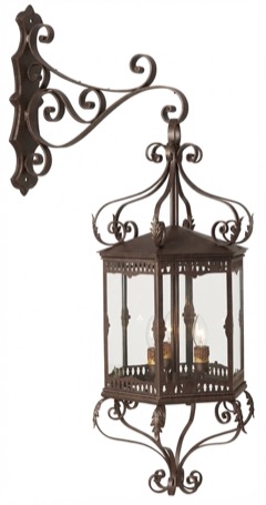 Farol colgante de forja con repisa calada (F-288 PA)