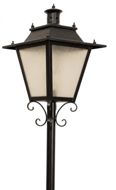 Farola de pie de forja con cristal opal (F-265 PC)