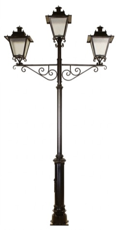 Farola de forja artesanal de tres brazos