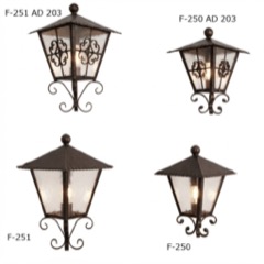 Faroles de pared de forja con cristal martelé (F-251, F-250)