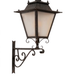 Farol de pared de forja con cristal opal (F-260)