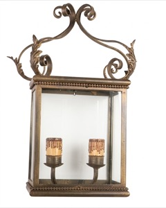 Farol de pared de forja de dos velas con acanto (F-283 MA)