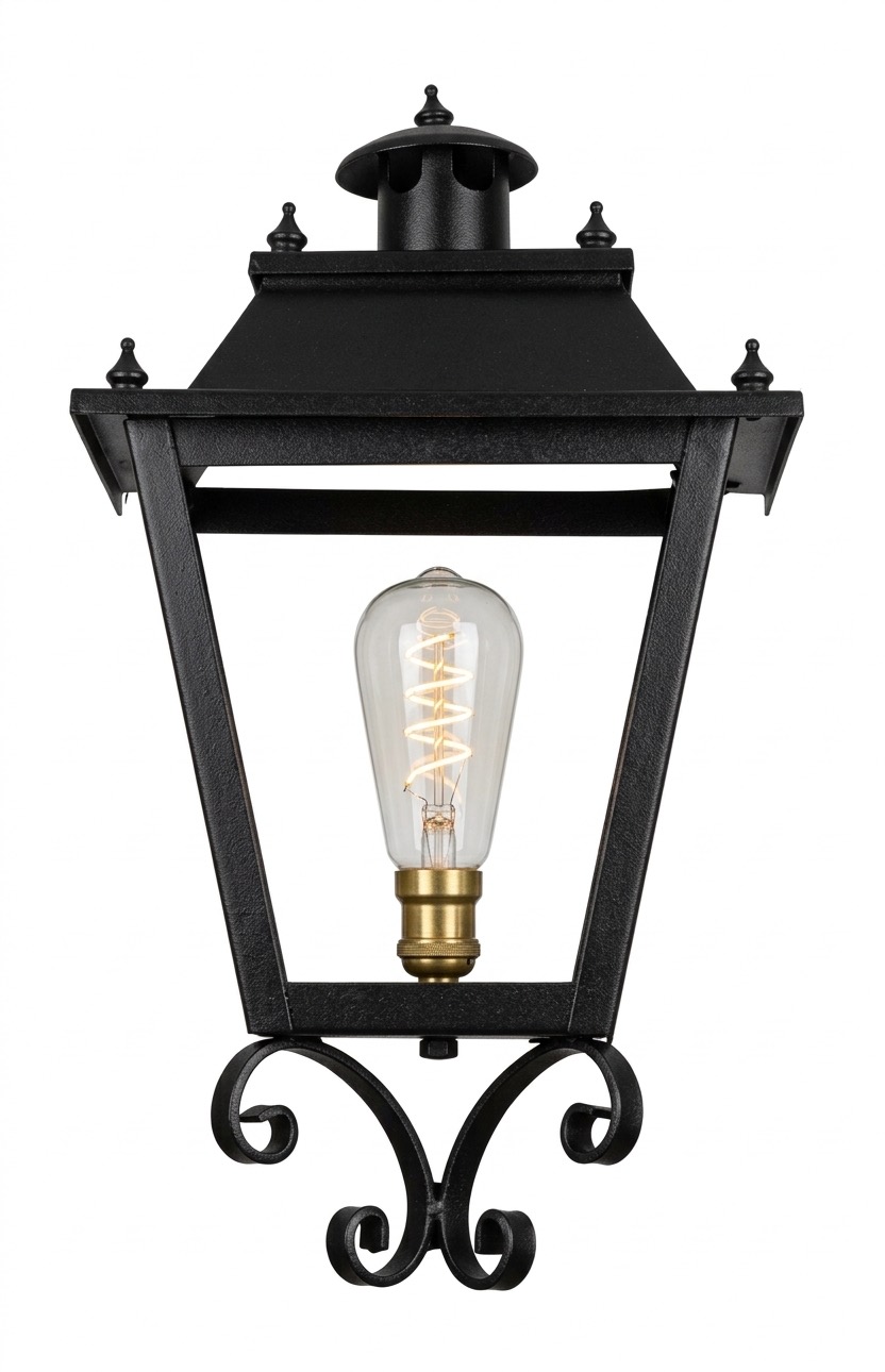 Farol de pared de forja moderno con cristal trapezoidal (V003)