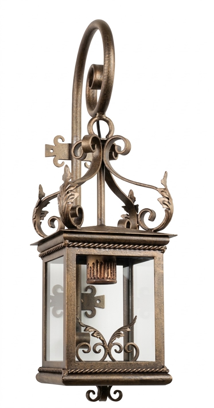 Farol colgante de forja con anilla y cresta de acanto (F-281 PES)