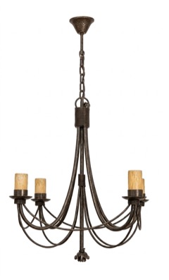 Lámpara de forja de seis brazos en negro mate (L-551)