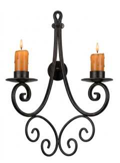 Aplique de forja de dos brazos con tulipas ámbar (A-556 2L)