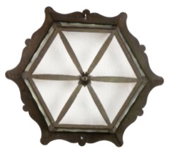 Plafón hexagonal de forja en bronce verdoso (P-752)