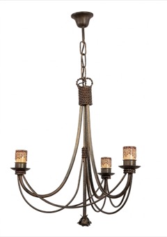 Lámpara candelabro de forja en plata envejecida (L-551 3L, L-555 8L CH)