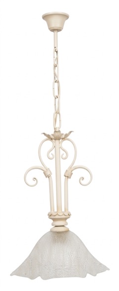 Lámpara colgante de forja blanca con tulipa de cristal (L-567 IL)