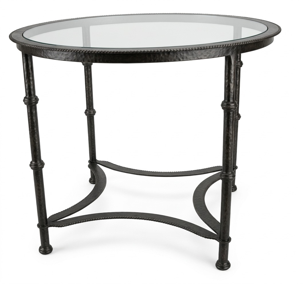 Mesa de forja redonda con soporte