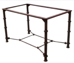 Mesa de forja de pata redonda y soporte cuadrado