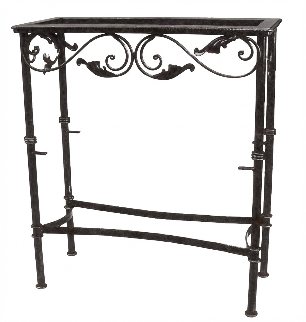 M417 Mesa consola de forja de patas redondas y motivos florales