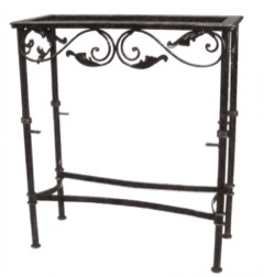 M417 Mesa consola de forja de patas redondas y motivos florales