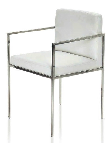 Silla cromada tapizada en blanco (S507)
