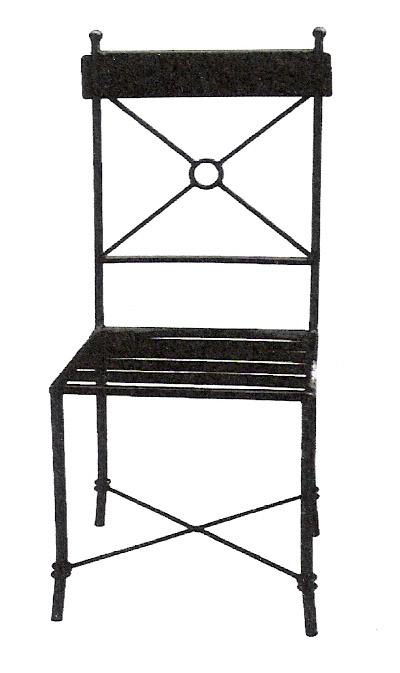 Silla de forja con remate curvo y roseta central (S215)