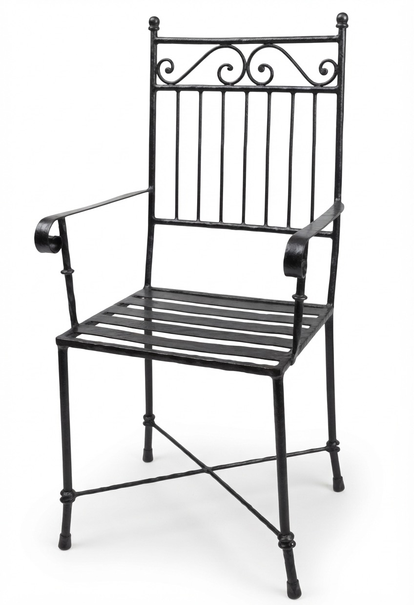 Silla de forja con brazos y doble voluta (S212)