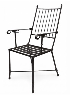 Silla de forja de respaldo alto con pomos (S208)