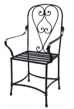 Silla de forja con respaldo de corazón y volutas (S206)