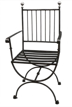 Silla de forja estilo curul con barrotes retorcidos (S214)
