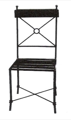 Silla de forja con remate curvo y roseta central (S215)