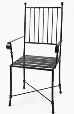 Silla de forja martillada de barrotes rectos con brazos (S213)
