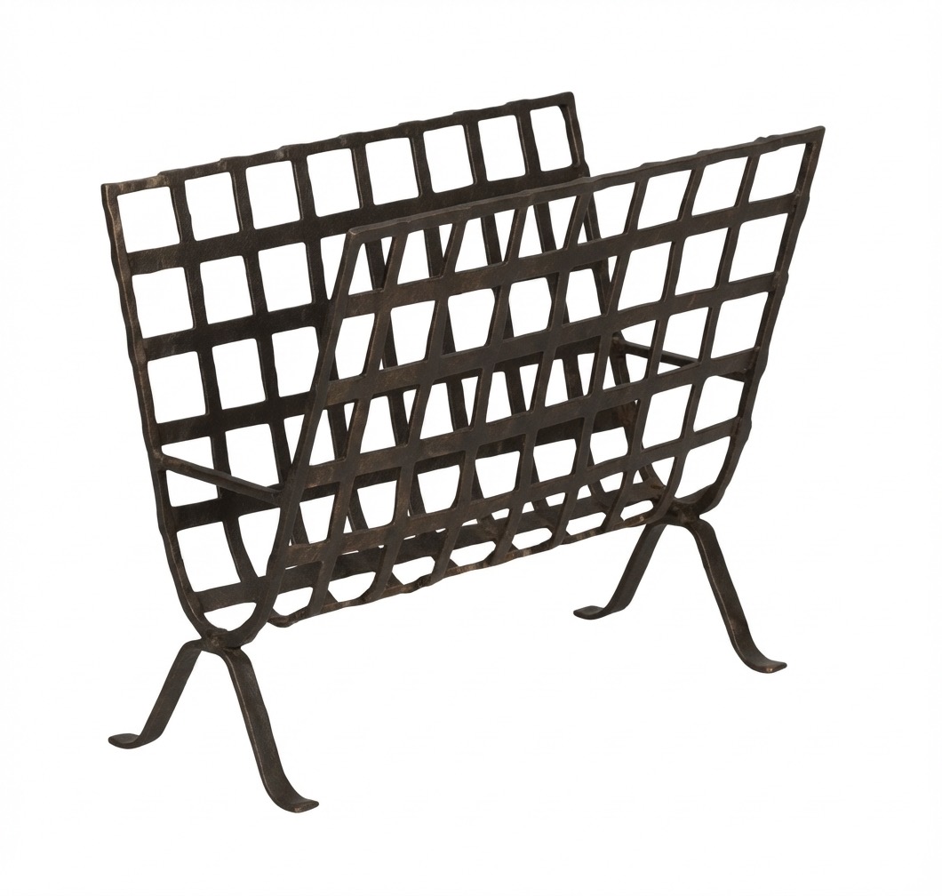 Cesta de forja con malla de rombos y patas curvas (R-404)